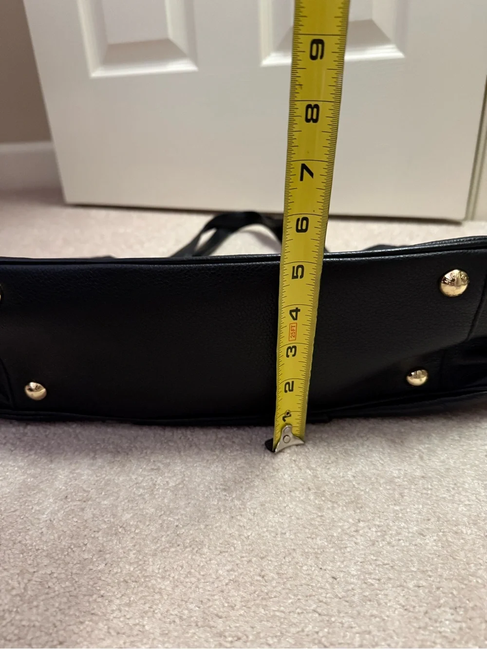 Michael Kors Black Leather Shoulder Tote with Gold MK Charm